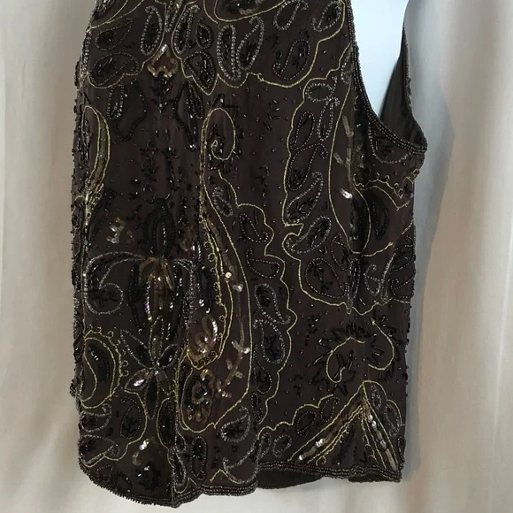 Papell Boutique Evening Silk beaded Vintage Tank top L - Picture 12 of 16